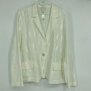 Chico’s Size 3 (16) White Eyelet Jacket Blazer